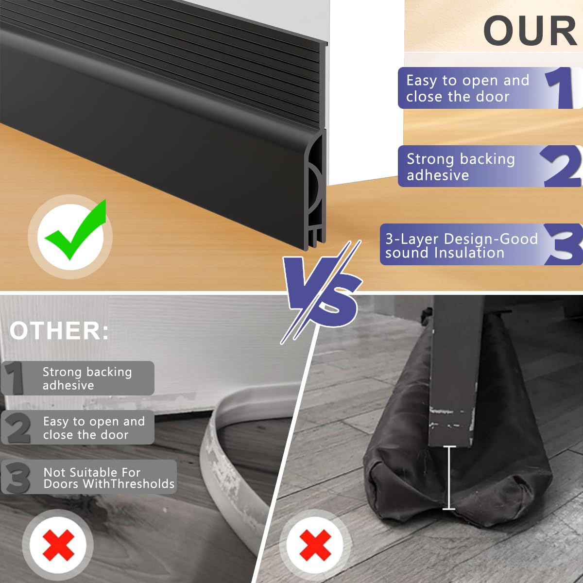 1/2m Door Draft Stopper Sweep  - огляд і ціна Window Lock Bar